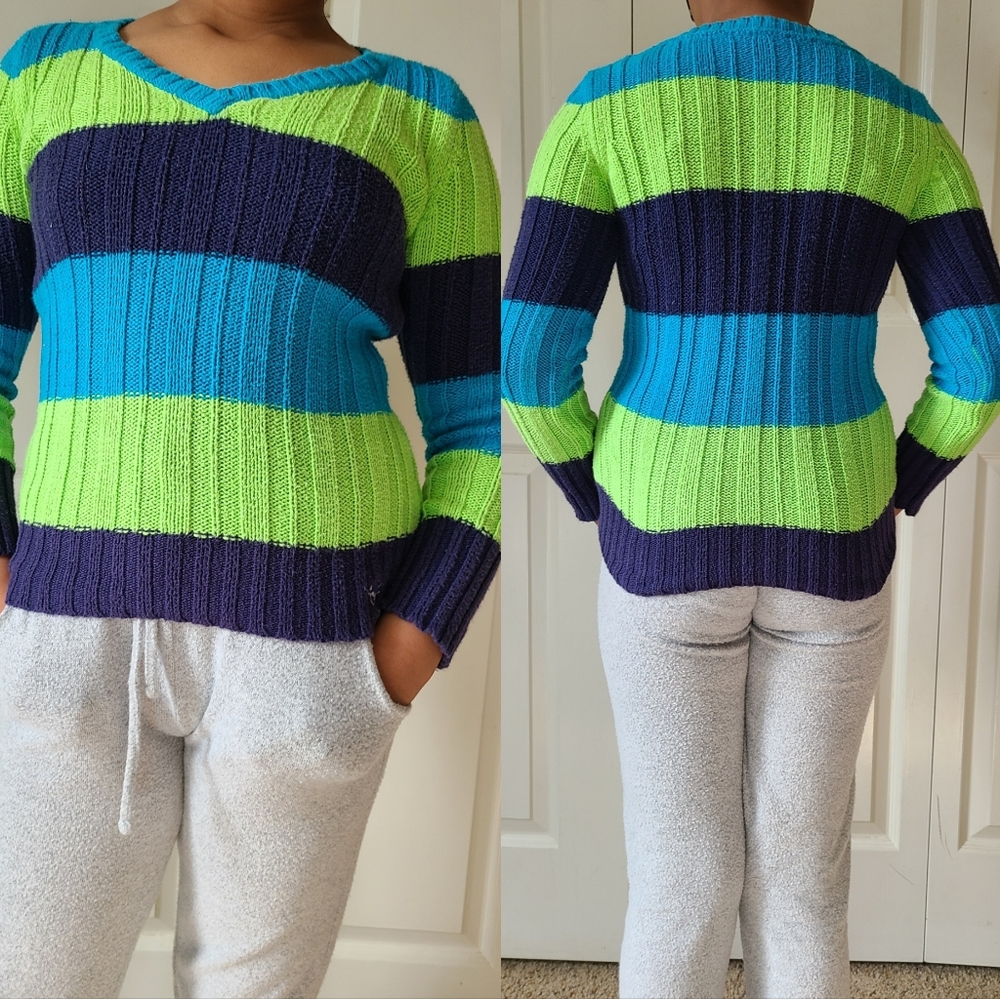 Justice blue and Green sweater